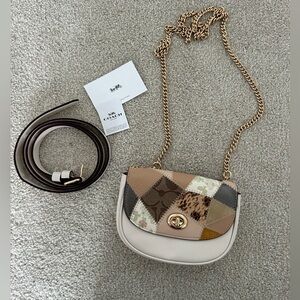 Coach Mini Belt Bag With Patchwork Leather Convertible Crossbody